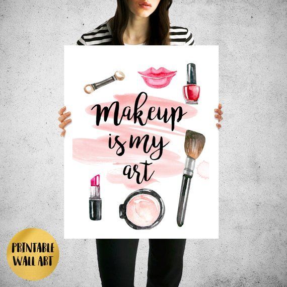 makeup wall art, makeup is my art, makeup print, makeup artist gift, girls bathroom print, makeup de -   23 diy makeup area
 ideas