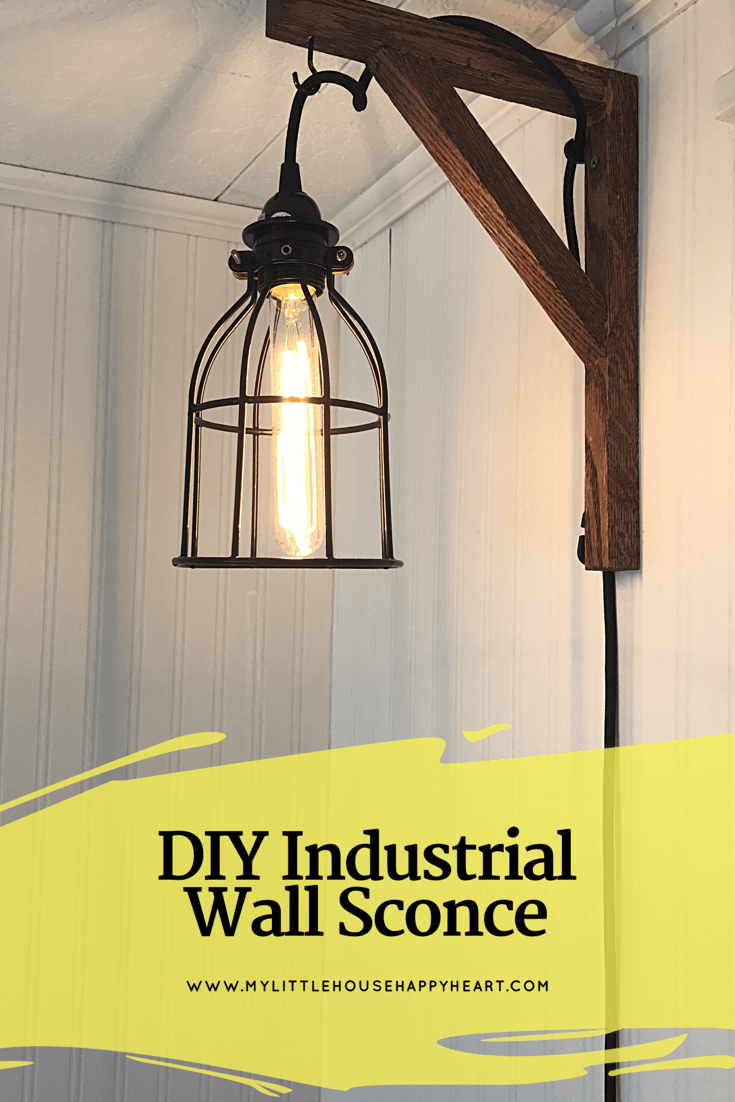 DIY Industrial Wall Sconce using a caged hanging pendant light -   23 diy room lights
 ideas