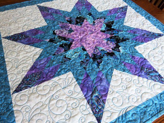 Quilted Table Topper for Sale, Handmade, Square, Dining Decor, Flowers, Purple, Teal -   23 square table decor
 ideas