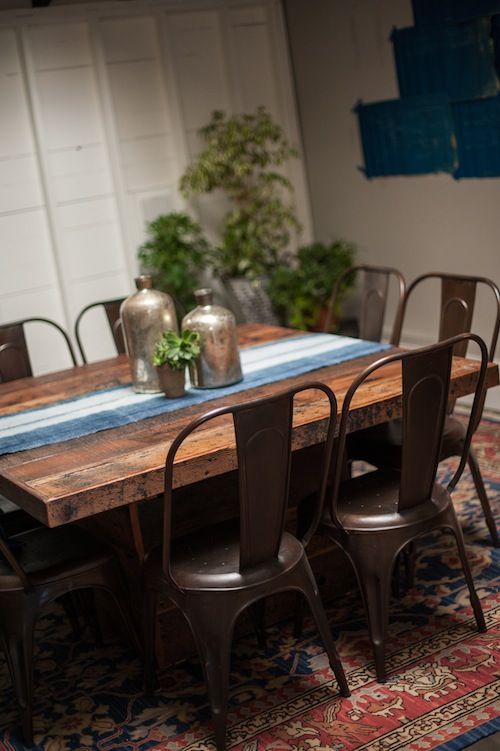 LOVE TABLE TOP AND CHAIRS - Gorgeous handmade square dining table of reclaimed barn wood in Found Vintage Rentals Look Book 