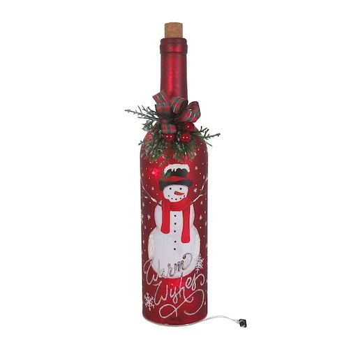 St. Nicholas Square® Red Light-Up Wine Bottle Christmas Table Decor -   23 square table decor
 ideas