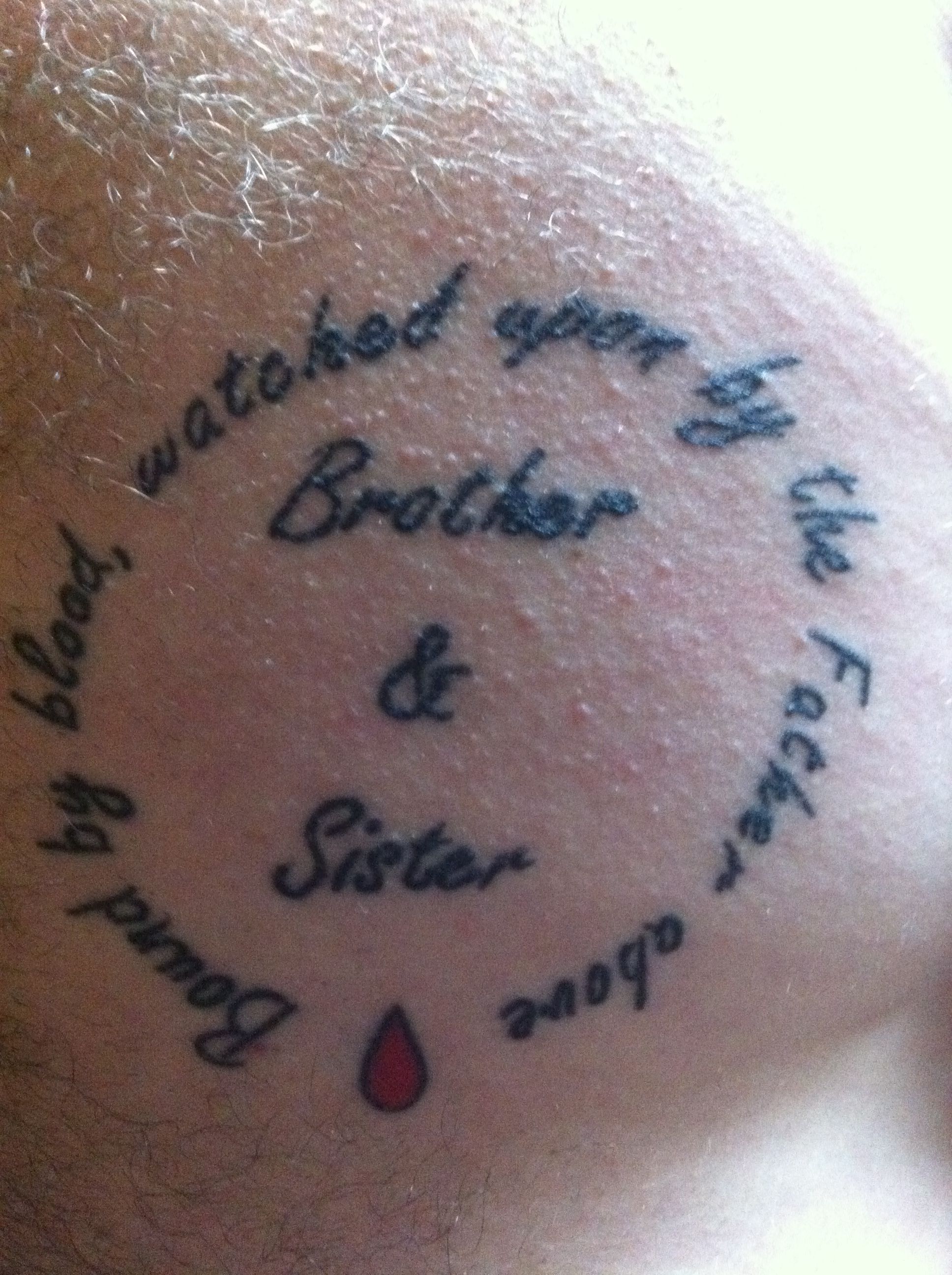 Brother sister tattoo... Bound by blood watched upon by the father above! since my brother and I are both adopted instead of bound by blood we may get bound by love -   23 step sister tattoo
 ideas