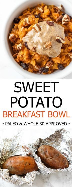 This sweet potato breakfast bowl is an easy, make-ahead healthy breakfast that reminds me of sweet potato casserole! // healthy-liv.com -   23 whole 30 breakfast
 ideas