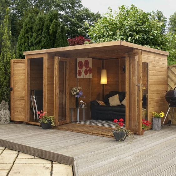 10 x 8 Waltons Contemporary Garden Room Wooden Summer House with Side Shed -   23 wooden garden room
 ideas