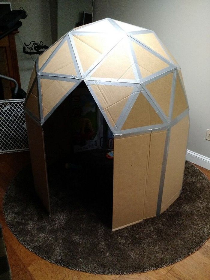 Cardboard Play Dome. Geodesic dome. -   24 cardboard crafts for boys ideas