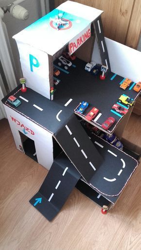 cardboard parking for cars by isCraFT, DIY -   24 cardboard crafts for boys
 ideas