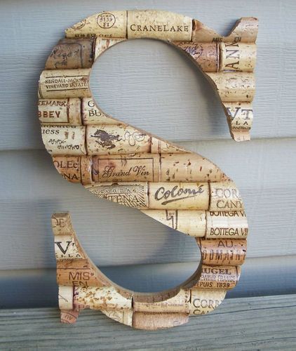 Wine Cork Letter Initial Monogram S~Handmade Home Wall Wedding Art Decoration -   24 cork crafts initials
 ideas