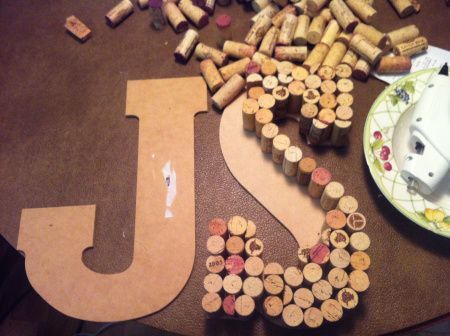 DIY WINE CORK LETTER -   24 cork crafts initials
 ideas