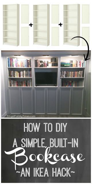 How to Make a DIY Simple, Built-in Bookcase (a Billy Bookshelf IKEA Hack) -   24 diy bookshelf ikea
 ideas