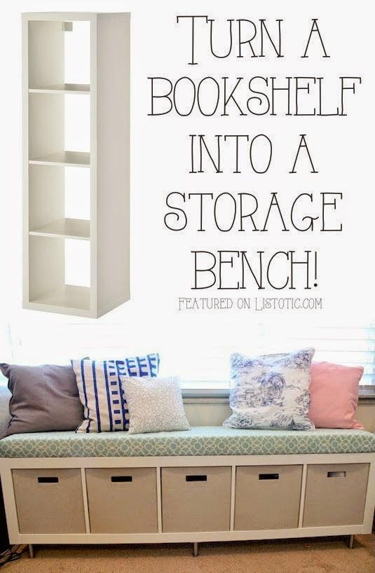 20 Creative Furniture Hacks :: Turn a bookshelf into a cute storage bench! -   24 diy bookshelf ikea
 ideas