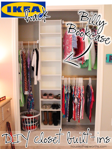 How to build your own closet built-ins using a Billy bookcase (IKEA hack -   24 diy closet hacks
 ideas