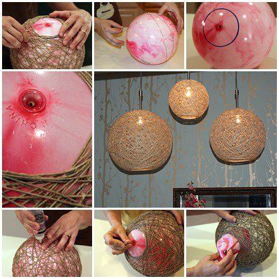 DIY Make Hemp String Pendant Lamps -   24 diy lamp balloon
 ideas