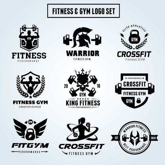 Fitness Logo Set by Vectorwins Premium Shop on @creativemarket -   24 fitness logo backgrounds ideas