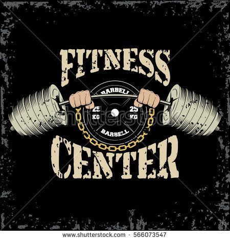 Hands holding barbell gym and fitness sport club vintage logo on a black background. Vector illustration. -   24 fitness logo backgrounds ideas