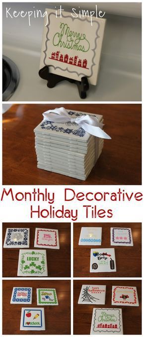 Christmas Gift Idea: 4x4 Monthly Decorative Holiday Tiles -   24 holiday crafts products
 ideas