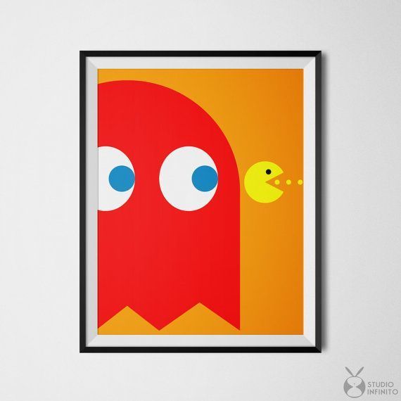 Pac Man Poster, Pac Man Minimalist, Video Game Decor, Retro Poster, Pac Man Wall Art, Quirky Home De -   24 minimalist decor party
 ideas