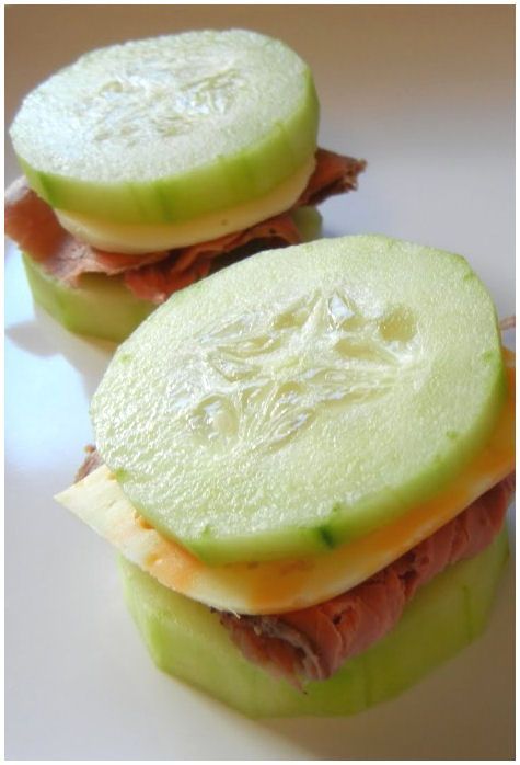 Talk about a low carb diet! These delicious cucumber sandwiches are the perfect snack to cure the hunger pains....PERFECT mid day snack! No cheese for whole30. -   24 no carb diet meals
 ideas