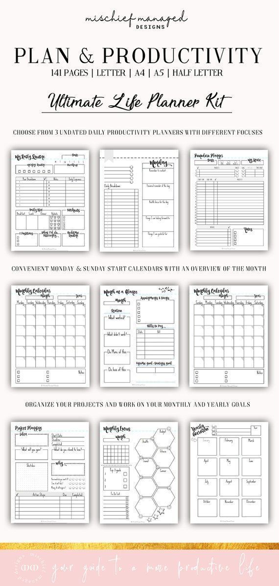 10-in-1 Ultimate Life Planner Kit, Printable Planner, Daily Planner, Productivity Planner, Travel Planner, Finance planner, Wellness Planner -   24 office fitness challenge
 ideas