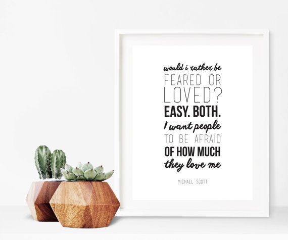 The Office Michael Scott Fear and Love Quote Digital Print -   24 office fitness challenge
 ideas