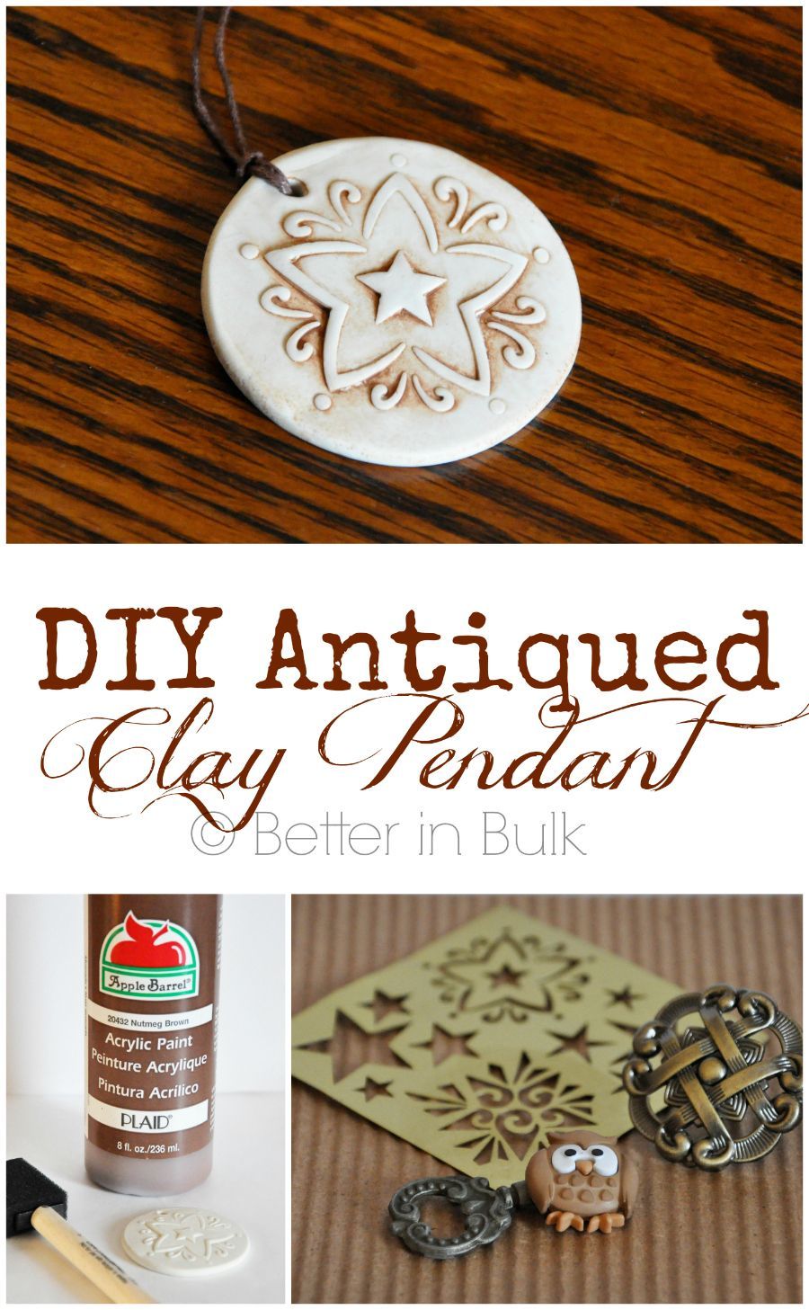 DIY Antiqued Clay Pendant Craft -   24 salt clay crafts
 ideas