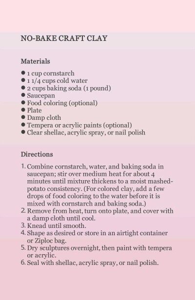 No-Bake Craft Clay Recipe - Cornstarch + Baking Soda -   24 salt clay crafts
 ideas