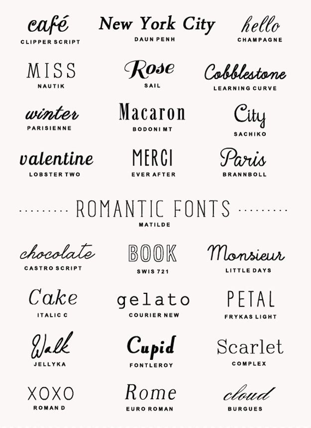 Pick 4 Fonts: 1. Title/Logo Font (go all out), 2. Content/Paragraph Font (simple, readable), 3. Bold Font (emphasis, readable, subtitle font), 4. Script Font (fancy or handwritten, subtitle font, shows personality) -   25 bold tattoo fonts
 ideas