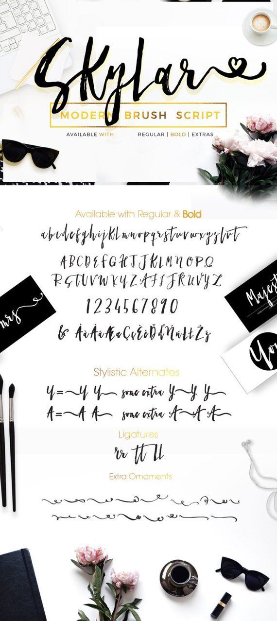 Skylar Brush Font Download Watercolor Digital Fonts for Modern Wedding Logo and More -   25 bold tattoo fonts
 ideas