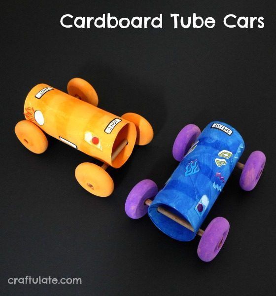 Cardboard Tube Cars - a fun craft for kids to make - and race! -   25 cardboard crafts kids
 ideas