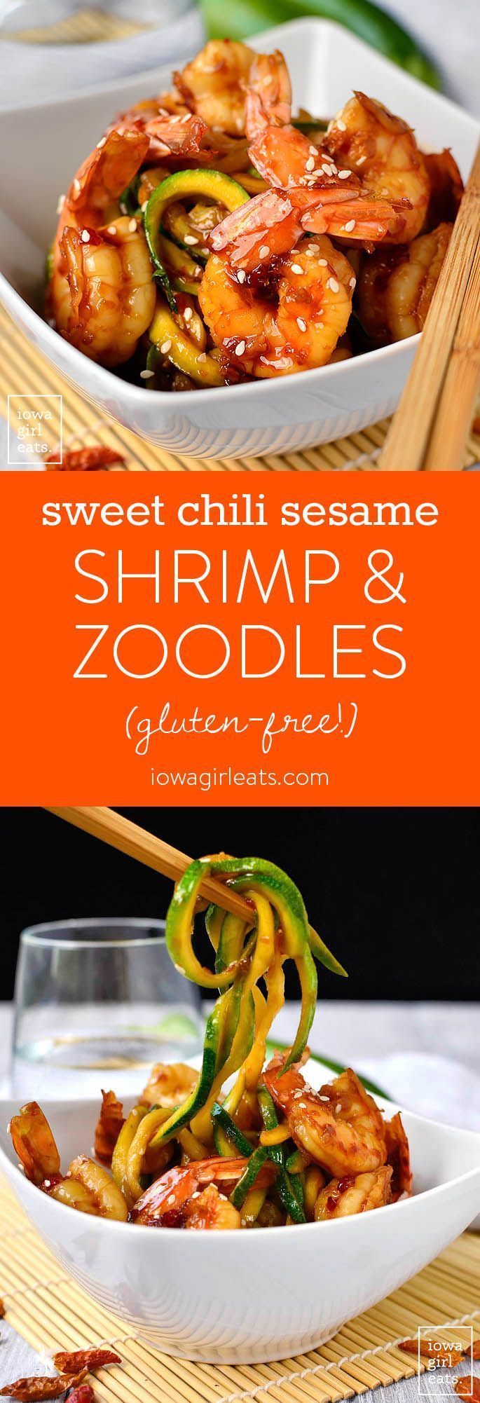 Sweet Chili Sesame Shrimp and Zoodles -   25 chinese recipes seafood
 ideas