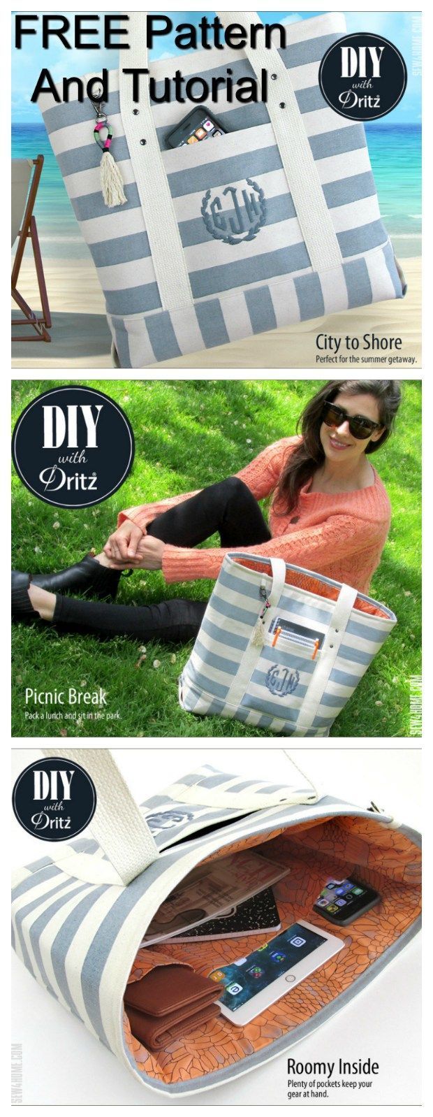 Super Sturdy Summer Tote - free pattern and tutorial -   25 diy summer bag
 ideas