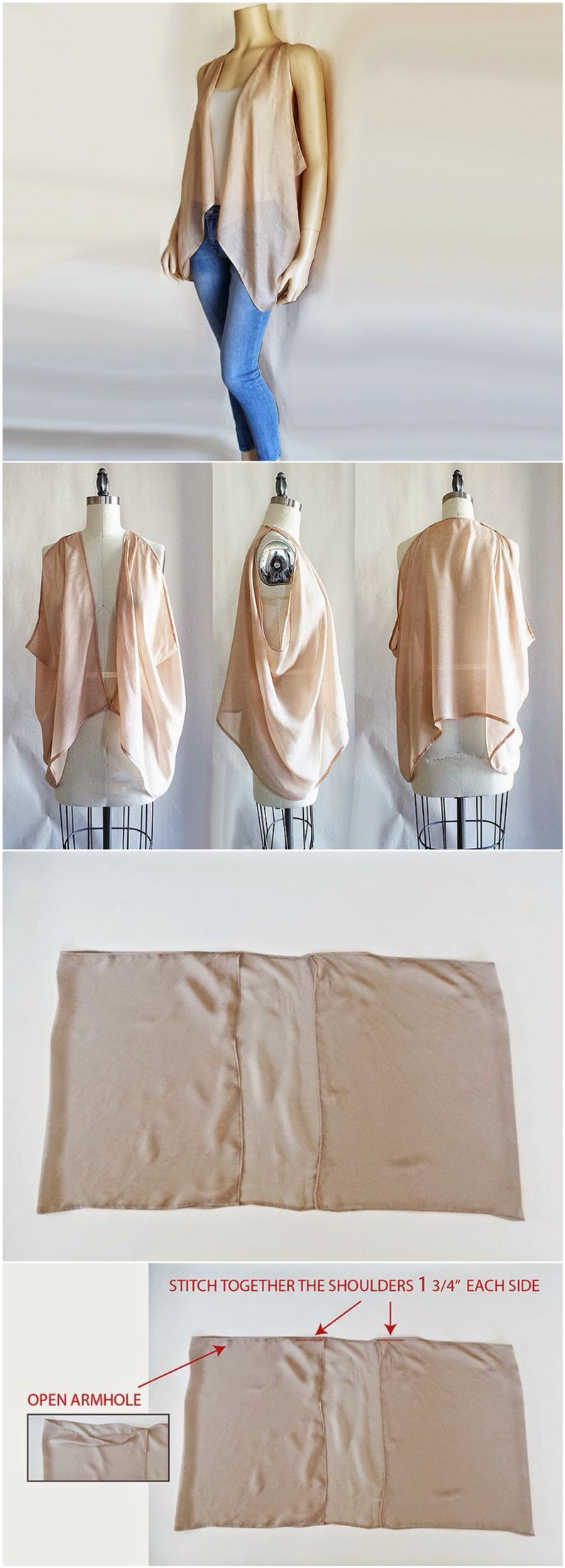 Vest from Scarf Upcycled -   25 fabric crafts clothes
 ideas