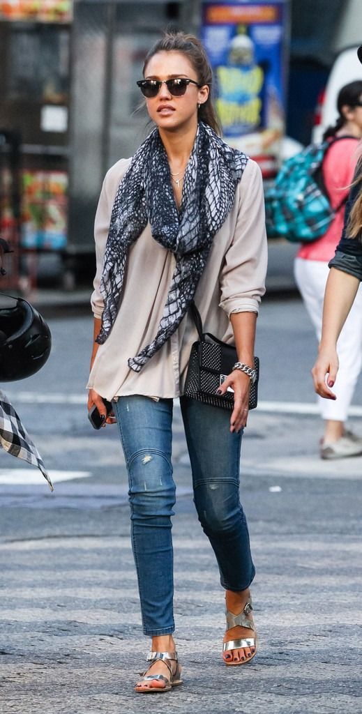 15 Chic and Creative Ways to Tie a Scarf -   25 jessica alba street
 ideas