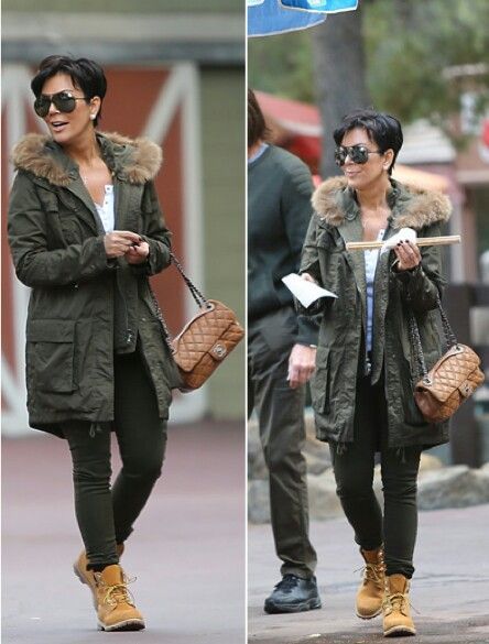 Kris Jenner - Timberland yellow 6in shoes -   25 kris kardashian style
 ideas