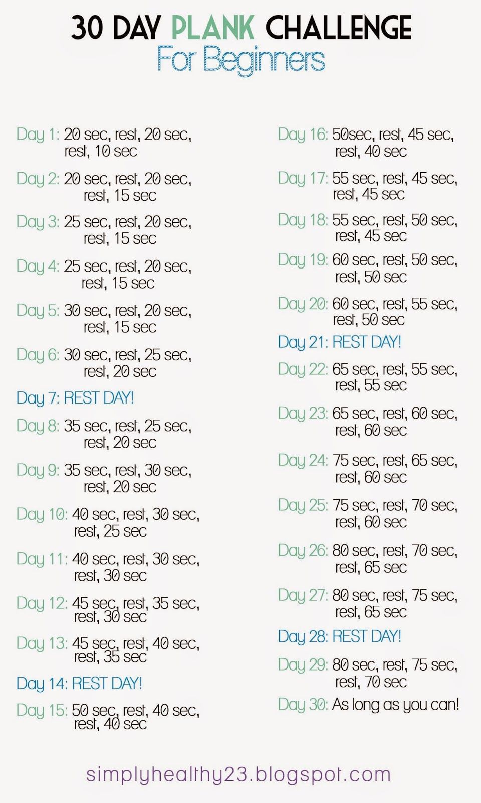 30 Day Plank Challenge - For Beginners! -   18 fitness exercises plank
 ideas