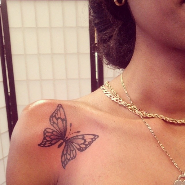 Front shoulder - butterfly tattoo -   18 rose butterfly tattoo ideas