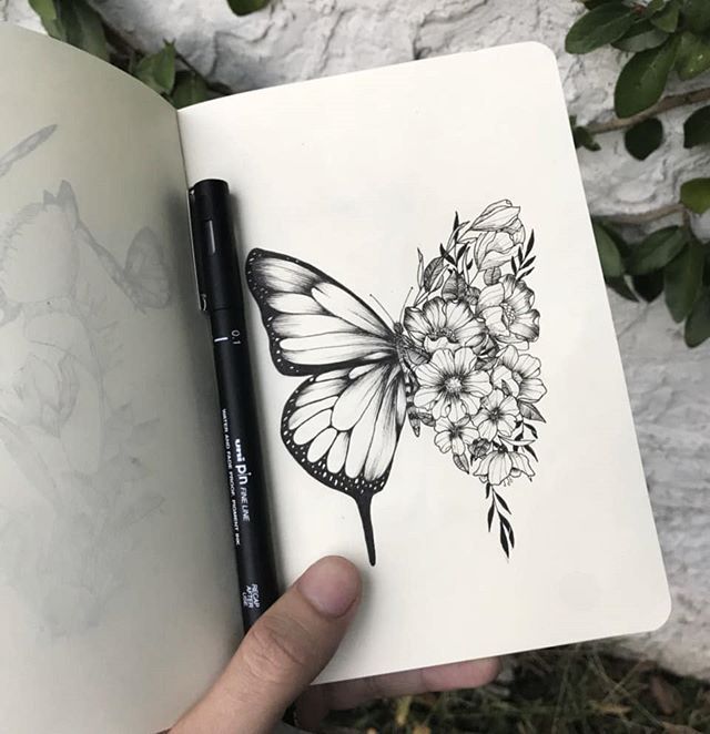 Butterfly flower hybrid tattoo idea -   18 rose butterfly tattoo
 ideas