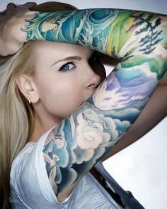 Japanese Style Full Sleeve Tattoo for Women. #Fullsleevetattoos -   19 full chest tattoo
 ideas