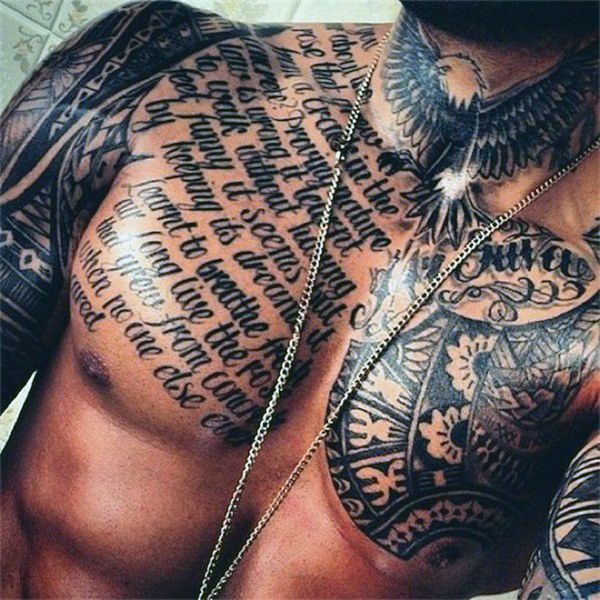 40 Quote Tattoos For Men - Expression Of Words Written In Ink -   19 full chest tattoo
 ideas
