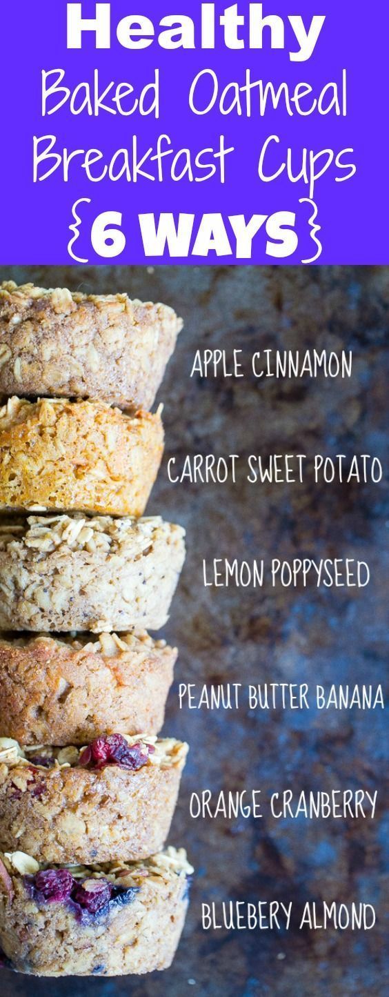 These Healthy Baked Oatmeal Breakfast Cups are a perfect make ahead breakfast that is also freezer friendly!  One base recipe with 6 different Delicious flavors!  Gluten free, vegan and refined sugar free too! -   19 gluten free oatmeal
 ideas