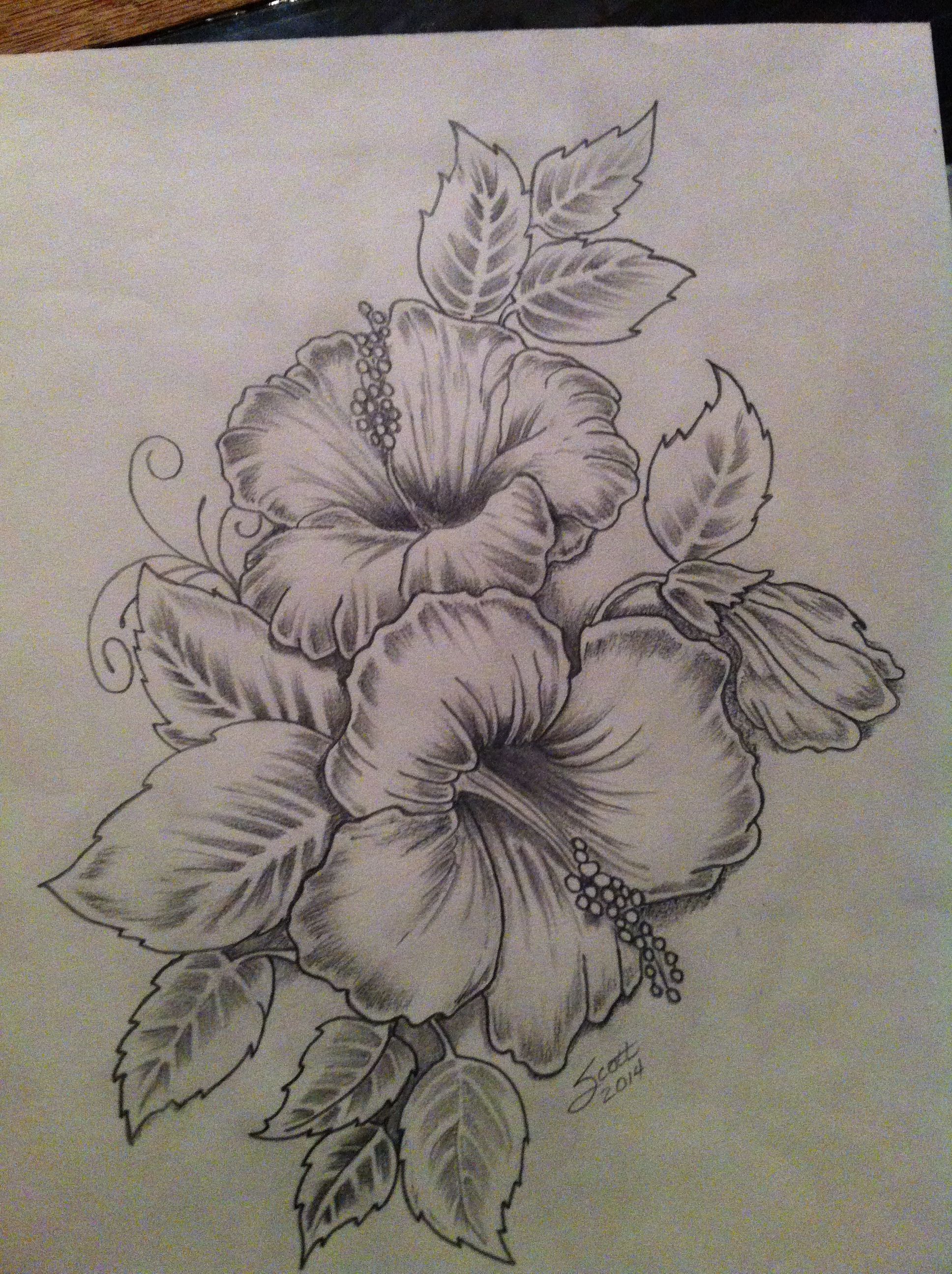 Hibiscus tattoo artwork. My take on an existing design. Will be done on a friends right shoulder. -   19 hibiscus flower tattoo
 ideas