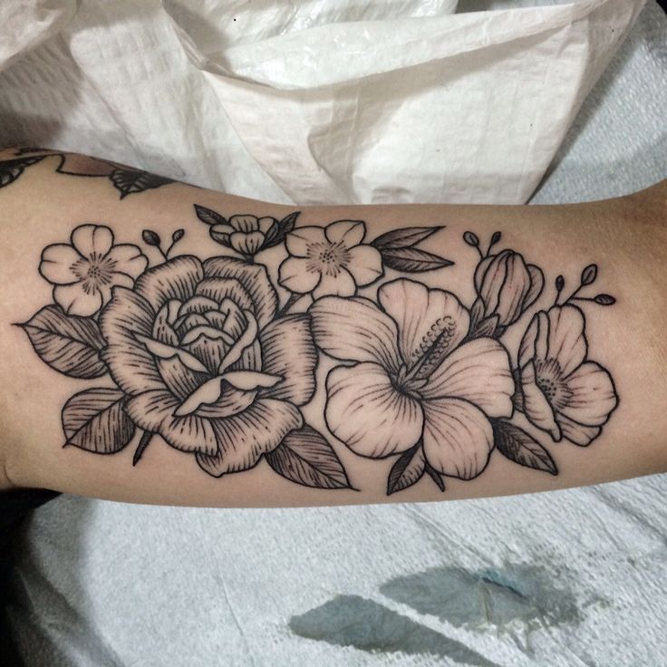 Floral roses and hibiscus flower tattoo -   19 hibiscus flower tattoo
 ideas