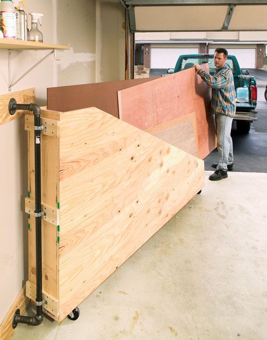 Swing-Out Plywood Storage -   19 shop fitness
 ideas