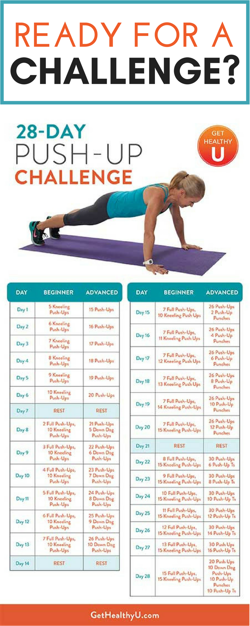 28-Day Push-Up Challenge -   20 fitness challenge push up
 ideas