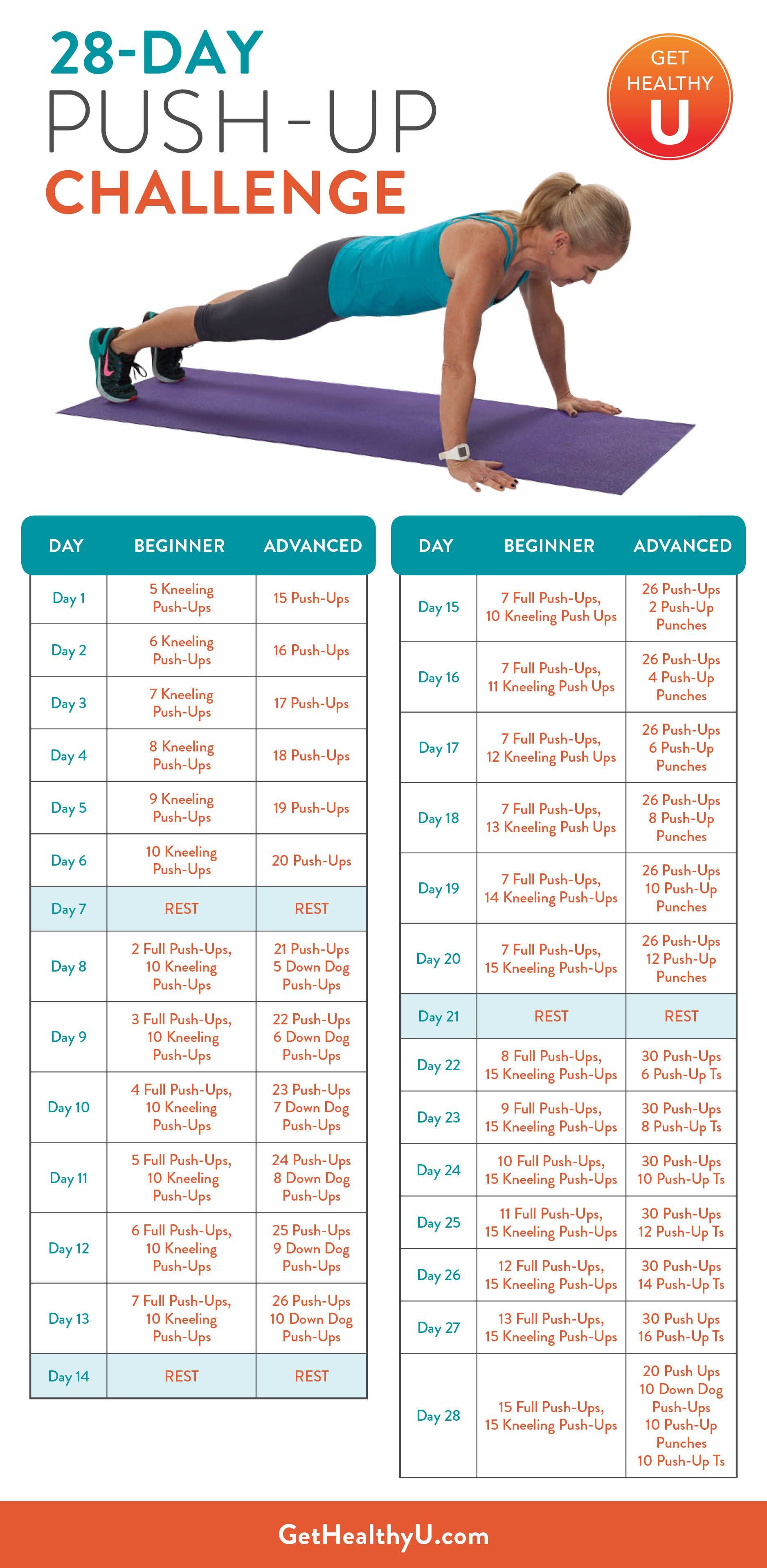 28-Day Push-Up Challenge -   20 fitness challenge push up
 ideas