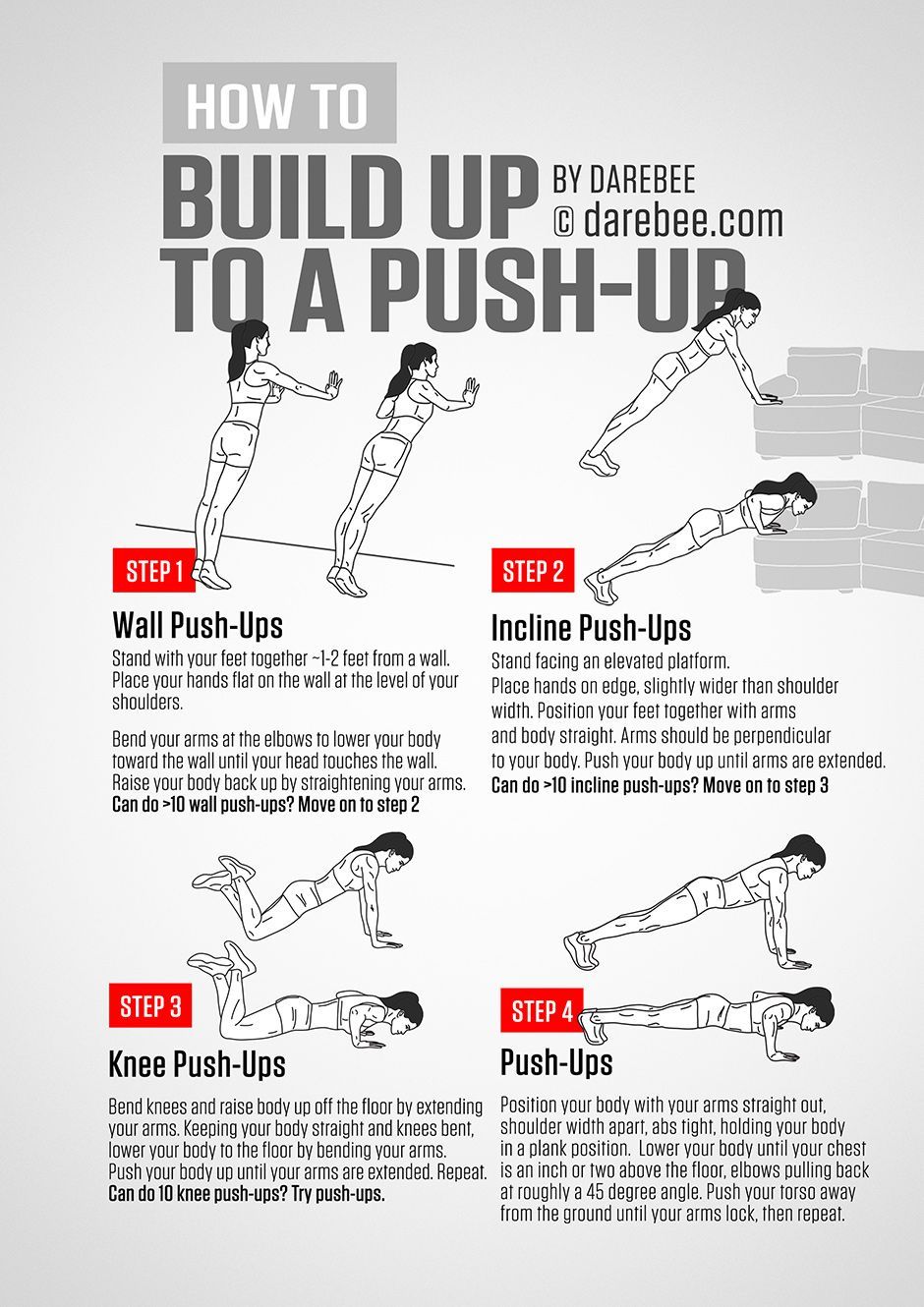 Push-Ups Guide - How to Build Up to a Push-Up -   20 fitness challenge push up
 ideas