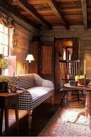 THIS CHECKERED BENCH -   20 primitive cabin decor
 ideas