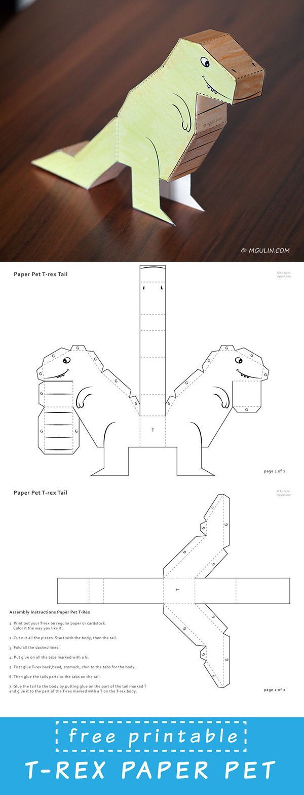 Dinosaur DIY T-Rex Paper Puppet -   21 dinosaur crafts t-rex ideas