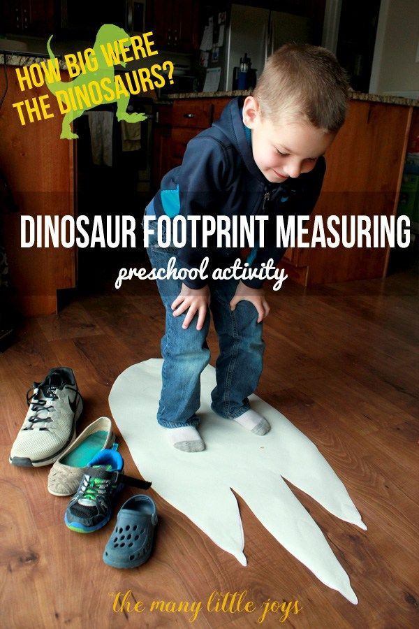 Dinosaur Footprints: Preschool Measuring Activity -   21 dinosaur crafts t-rex ideas