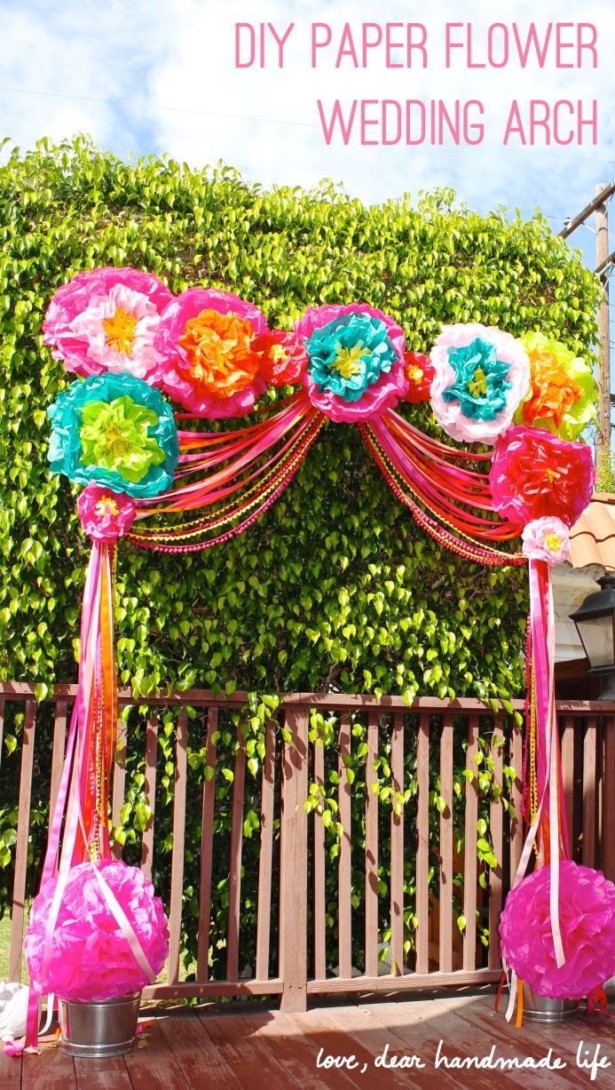 DIY Paper Flower Wedding Arch -   21 diy flower arch
 ideas