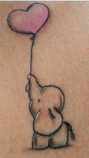Elephant with heart tattoo. Soo cute!  Maybe moms name in the heart I'll HAVE to let her decide on the soo clich? heart mom tattoo -   21 elephant tattoo heart
 ideas